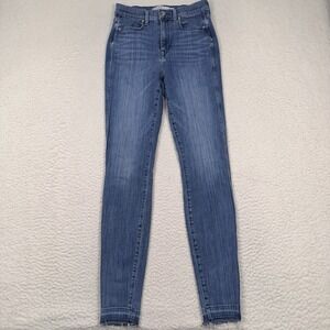 AYR Jeans Women's 29x32 (29x31) The Riser High Rise Skinny Blue Raw Hem Denim